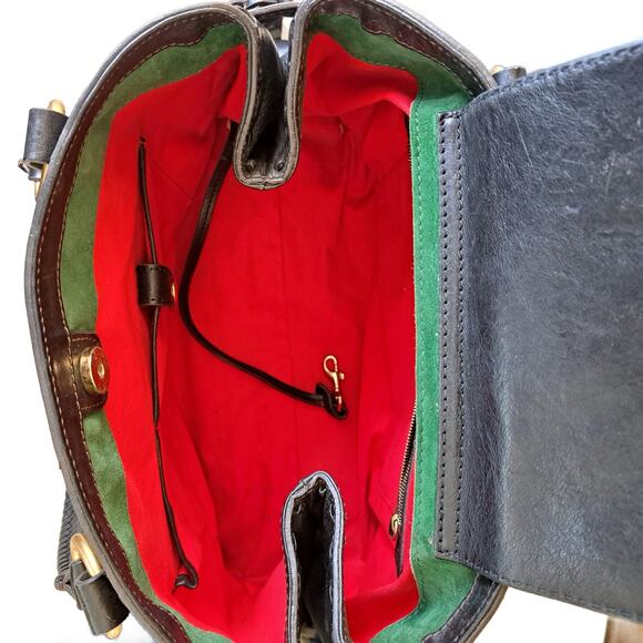 Dooney & Bourke Florentine Whipstitch Front  Pocket Satchel Bag Black  RARE - Picture 8 of 13